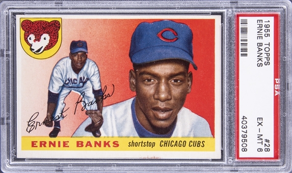 1955 Topps #28 Ernie Banks - PSA EX-MT 6